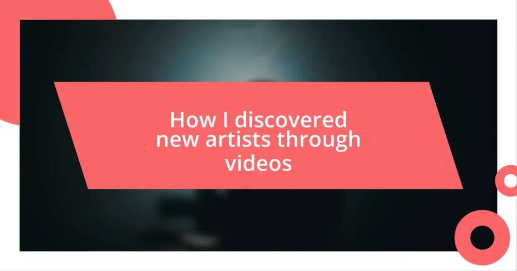 How I discovered new artists through videos