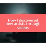 How I discovered new artists through videos