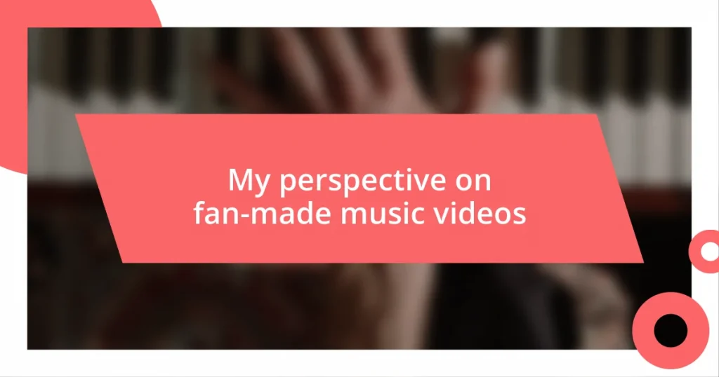 My perspective on fan-made music videos